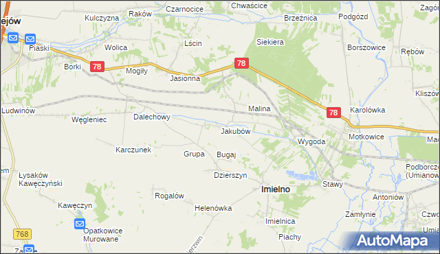 mapa Jakubów gmina Imielno, Jakubów gmina Imielno na mapie Targeo
