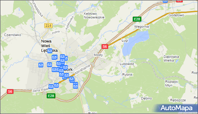 mapa Jamy gmina Nowa Wieś Lęborska, Jamy gmina Nowa Wieś Lęborska na mapie Targeo