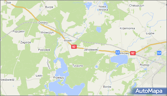 mapa Janisławiec, Janisławiec na mapie Targeo