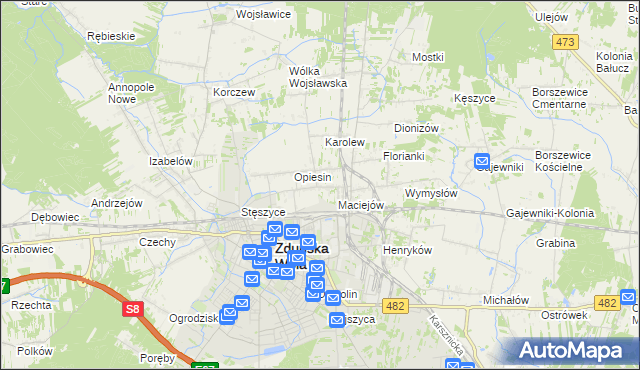 mapa Janiszewice, Janiszewice na mapie Targeo