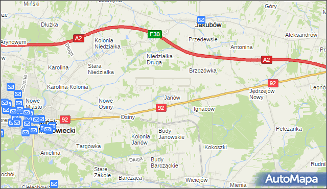 mapa Janów gmina Mińsk Mazowiecki, Janów gmina Mińsk Mazowiecki na mapie Targeo