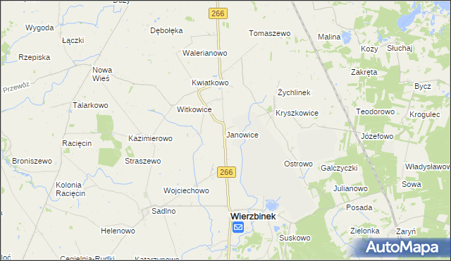 mapa Janowice gmina Wierzbinek, Janowice gmina Wierzbinek na mapie Targeo