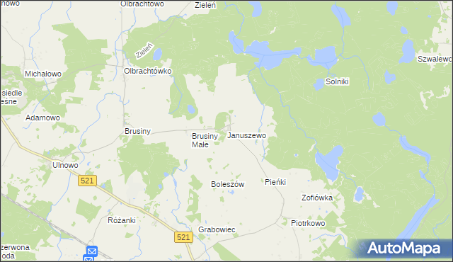 mapa Januszewo gmina Susz, Januszewo gmina Susz na mapie Targeo