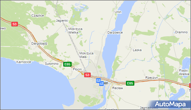 mapa Jaromierz gmina Wolin, Jaromierz gmina Wolin na mapie Targeo