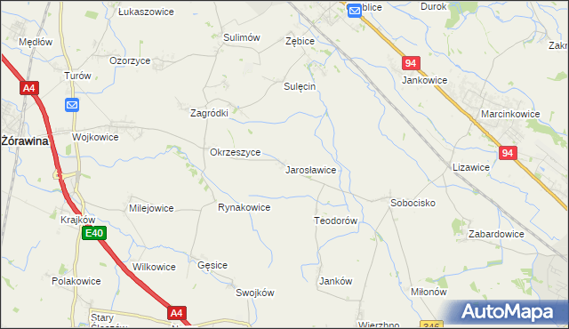 mapa Jarosławice gmina Żórawina, Jarosławice gmina Żórawina na mapie Targeo