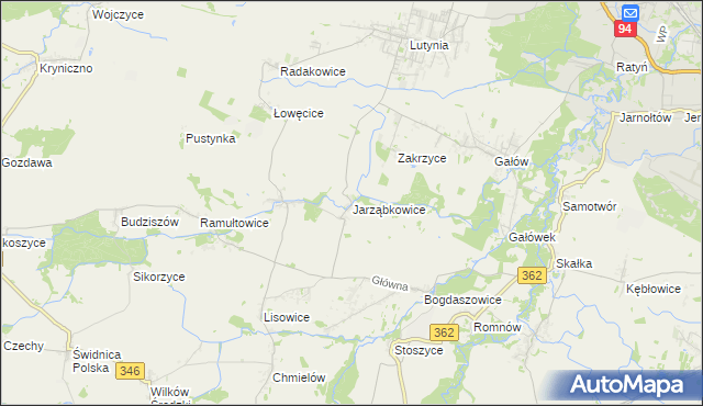 mapa Jarząbkowice gmina Kostomłoty, Jarząbkowice gmina Kostomłoty na mapie Targeo