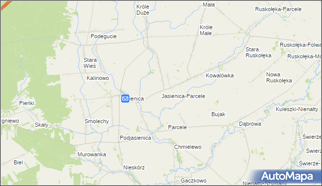 mapa Jasienica-Parcele, Jasienica-Parcele na mapie Targeo