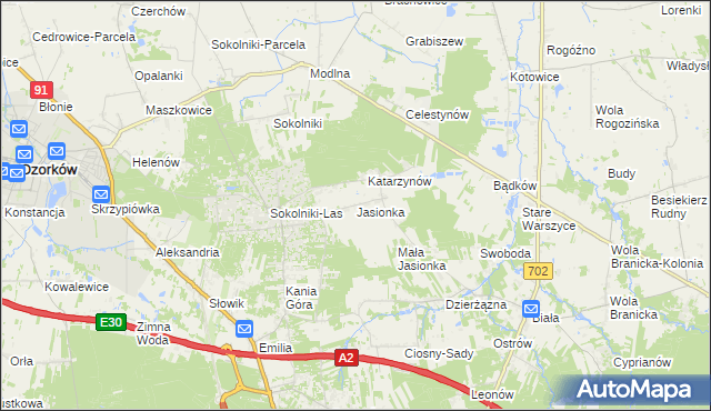 mapa Jasionka gmina Zgierz, Jasionka gmina Zgierz na mapie Targeo