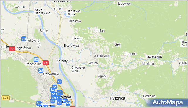 mapa Jastkowice, Jastkowice na mapie Targeo