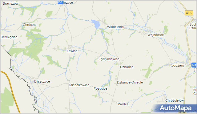 mapa Jędrychowice, Jędrychowice na mapie Targeo