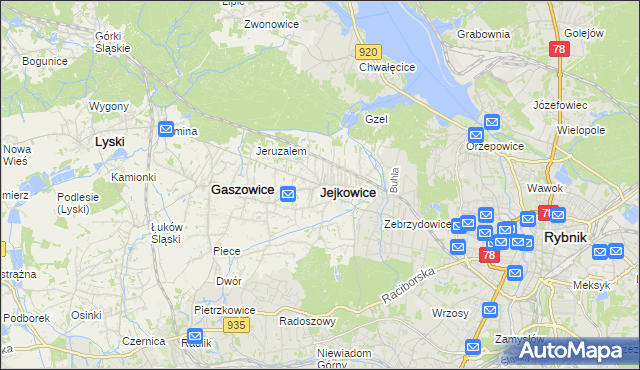 mapa Jejkowice, Jejkowice na mapie Targeo