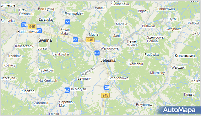 mapa Jeleśnia, Jeleśnia na mapie Targeo