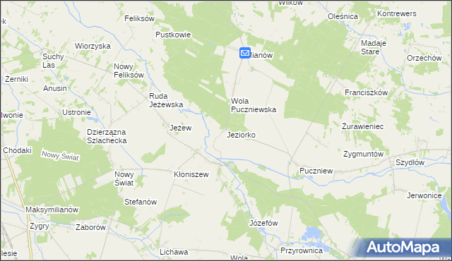 mapa Jeziorko gmina Lutomiersk, Jeziorko gmina Lutomiersk na mapie Targeo