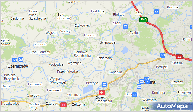 mapa Jeziorzany gmina Liszki, Jeziorzany gmina Liszki na mapie Targeo