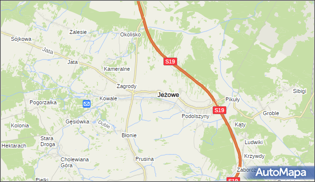 mapa Jeżowe, Jeżowe na mapie Targeo