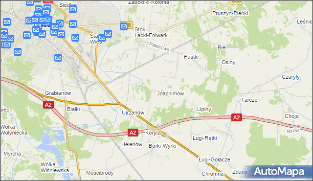 mapa Joachimów, Joachimów na mapie Targeo