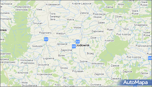 mapa Jodłownik, Jodłownik na mapie Targeo