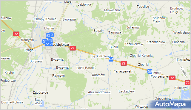 mapa Józefka gmina Poddębice, Józefka gmina Poddębice na mapie Targeo