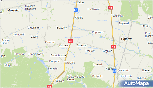 mapa Józefów gmina Pątnów, Józefów gmina Pątnów na mapie Targeo