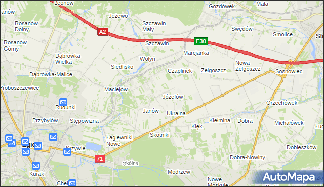 mapa Józefów gmina Zgierz, Józefów gmina Zgierz na mapie Targeo