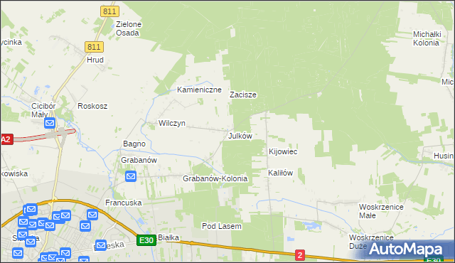 mapa Julków gmina Biała Podlaska, Julków gmina Biała Podlaska na mapie Targeo