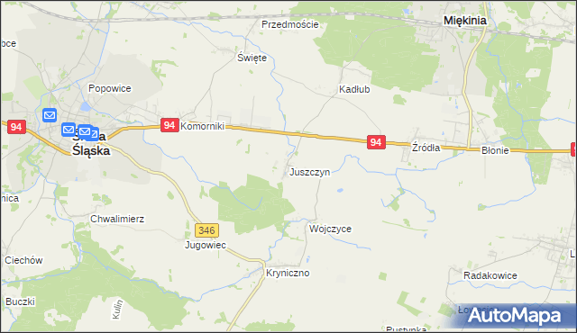 mapa Juszczyn gmina Środa Śląska, Juszczyn gmina Środa Śląska na mapie Targeo