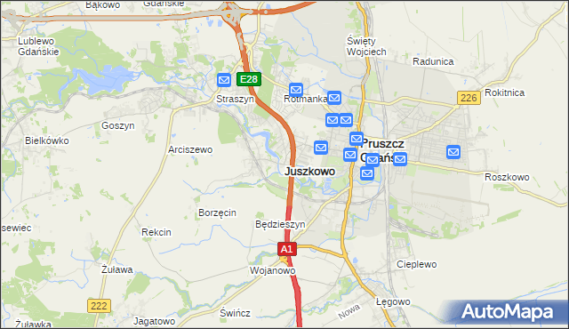 mapa Juszkowo, Juszkowo na mapie Targeo