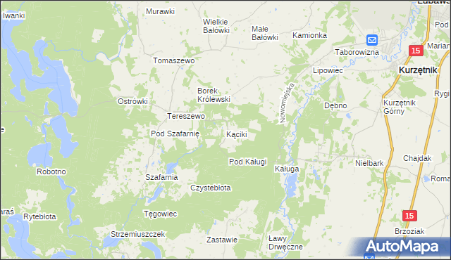 mapa Kąciki gmina Kurzętnik, Kąciki gmina Kurzętnik na mapie Targeo