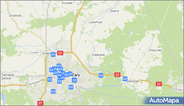 mapa Kadłubia, Kadłubia na mapie Targeo