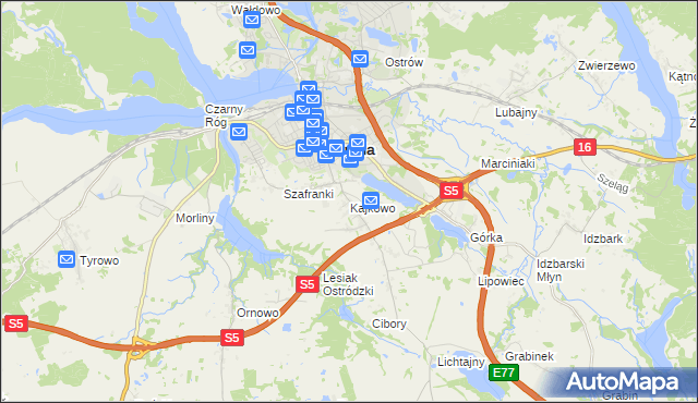 mapa Kajkowo, Kajkowo na mapie Targeo