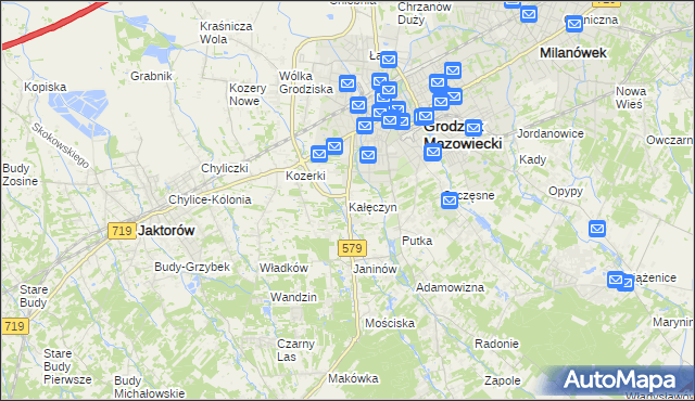 mapa Kałęczyn gmina Grodzisk Mazowiecki, Kałęczyn gmina Grodzisk Mazowiecki na mapie Targeo