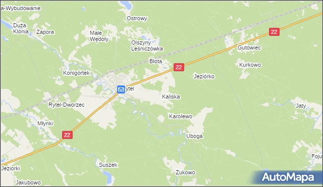 mapa Kaliska gmina Czersk, Kaliska gmina Czersk na mapie Targeo