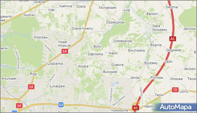 mapa Kalonka gmina Nowosolna, Kalonka gmina Nowosolna na mapie Targeo