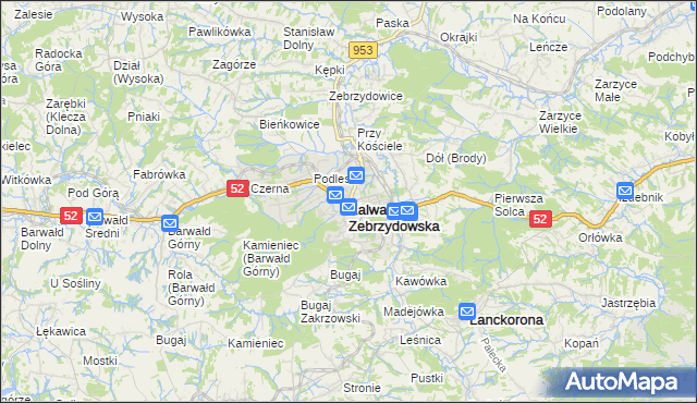 mapa Kalwaria Zebrzydowska, Kalwaria Zebrzydowska na mapie Targeo