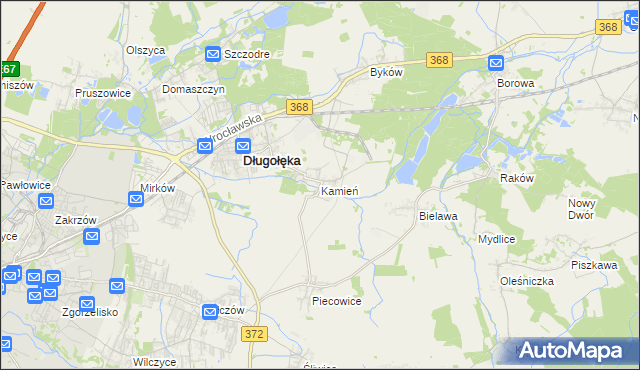 mapa Kamień gmina Długołęka, Kamień gmina Długołęka na mapie Targeo