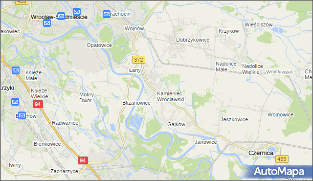 mapa Kamieniec Wrocławski, Kamieniec Wrocławski na mapie Targeo