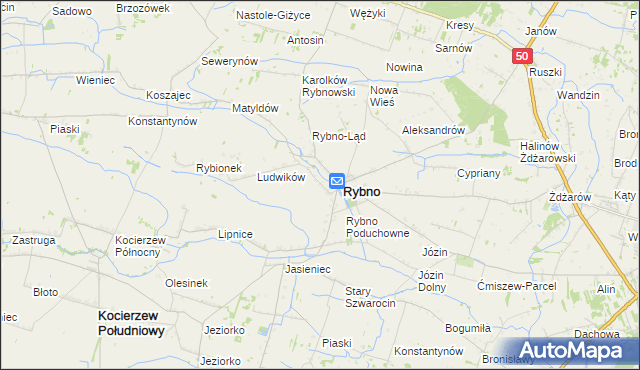 mapa Kamieńszczyzna gmina Rybno, Kamieńszczyzna gmina Rybno na mapie Targeo