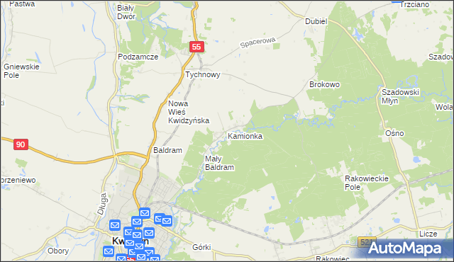 mapa Kamionka gmina Kwidzyn, Kamionka gmina Kwidzyn na mapie Targeo