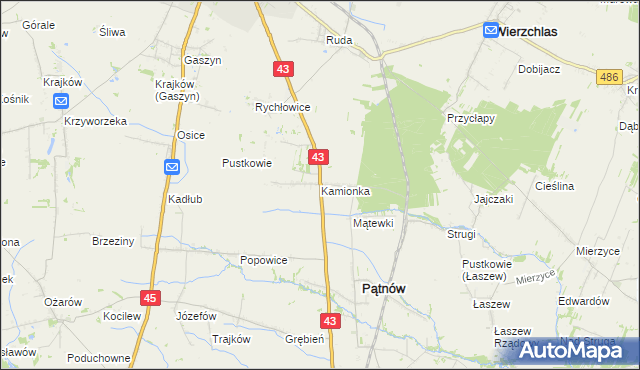 mapa Kamionka gmina Pątnów, Kamionka gmina Pątnów na mapie Targeo