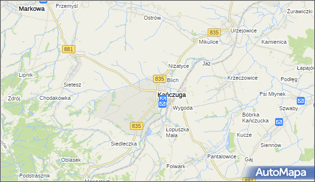 mapa Kańczuga powiat przeworski, Kańczuga powiat przeworski na mapie Targeo