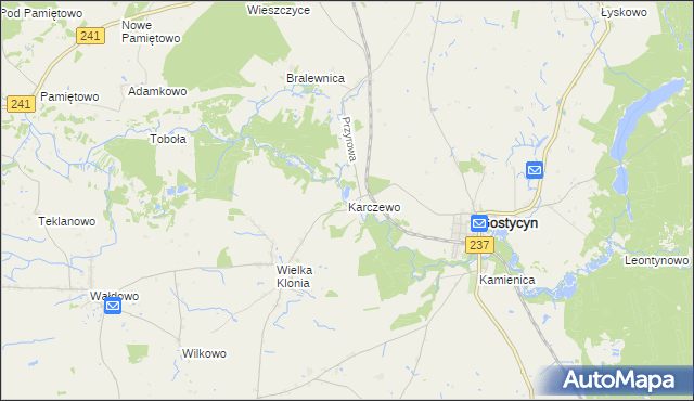 mapa Karczewo gmina Gostycyn, Karczewo gmina Gostycyn na mapie Targeo