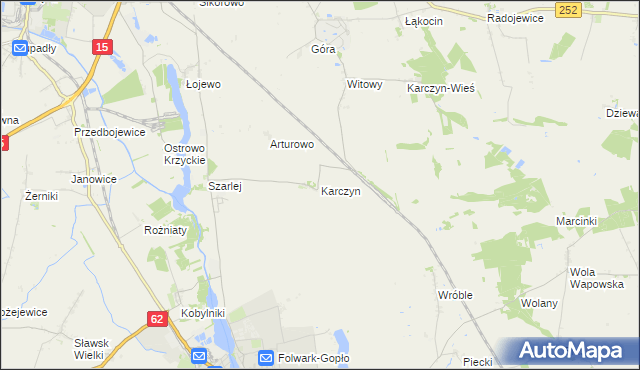 mapa Karczyn gmina Kruszwica, Karczyn gmina Kruszwica na mapie Targeo