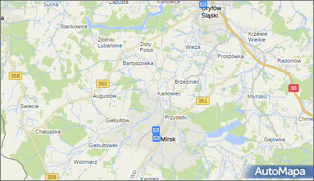 mapa Karłowiec, Karłowiec na mapie Targeo