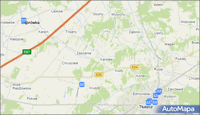 mapa Karolew gmina Dąbrówka, Karolew gmina Dąbrówka na mapie Targeo