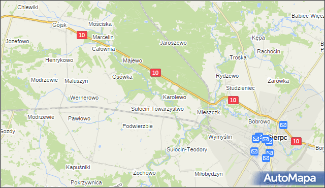 mapa Karolewo gmina Sierpc, Karolewo gmina Sierpc na mapie Targeo