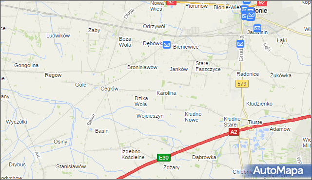 mapa Karolina gmina Baranów, Karolina gmina Baranów na mapie Targeo