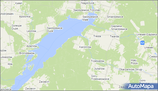 mapa Karolinów gmina Tomaszów Mazowiecki, Karolinów gmina Tomaszów Mazowiecki na mapie Targeo