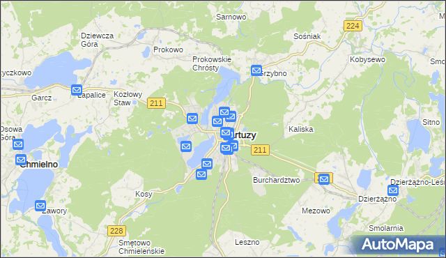 mapa Kartuzy, Kartuzy na mapie Targeo