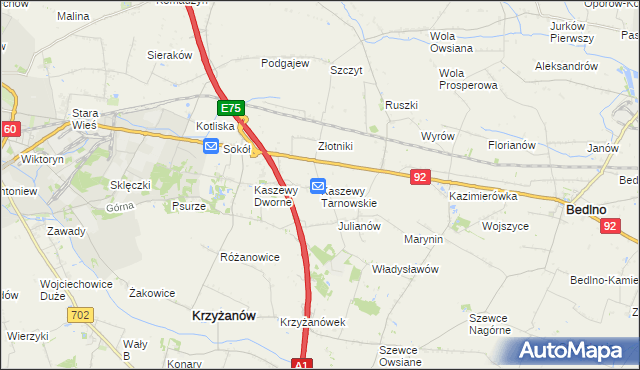 mapa Kaszewy Tarnowskie, Kaszewy Tarnowskie na mapie Targeo