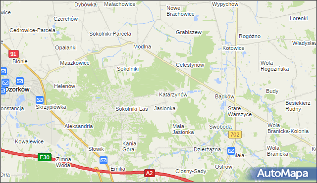 mapa Katarzynów gmina Ozorków, Katarzynów gmina Ozorków na mapie Targeo